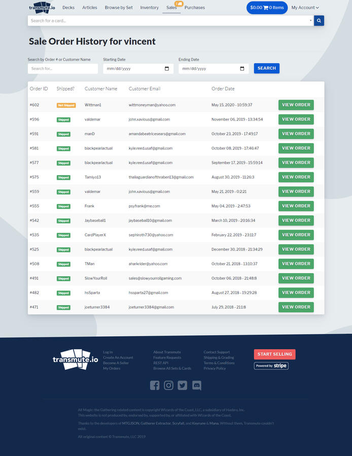 Transmute.io Seller Orders Backend